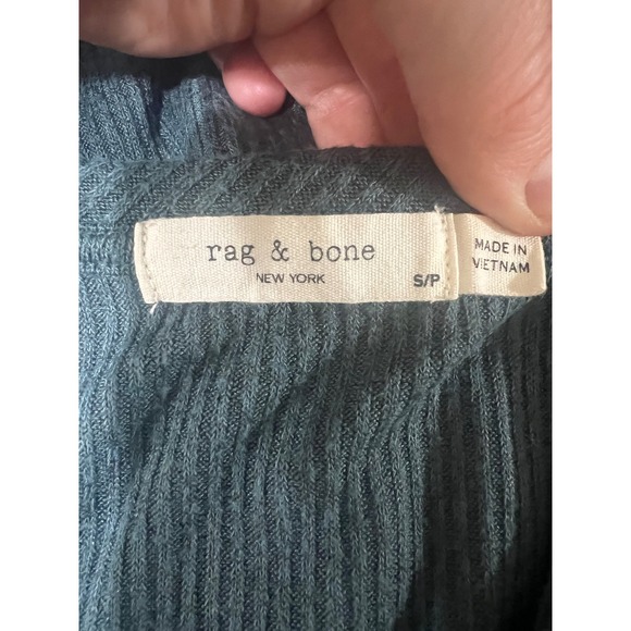 Rag & Bone New York Teal Green V-Neck Long Sleeve Ribbed Knit Top S Small - Picture 5 of 7